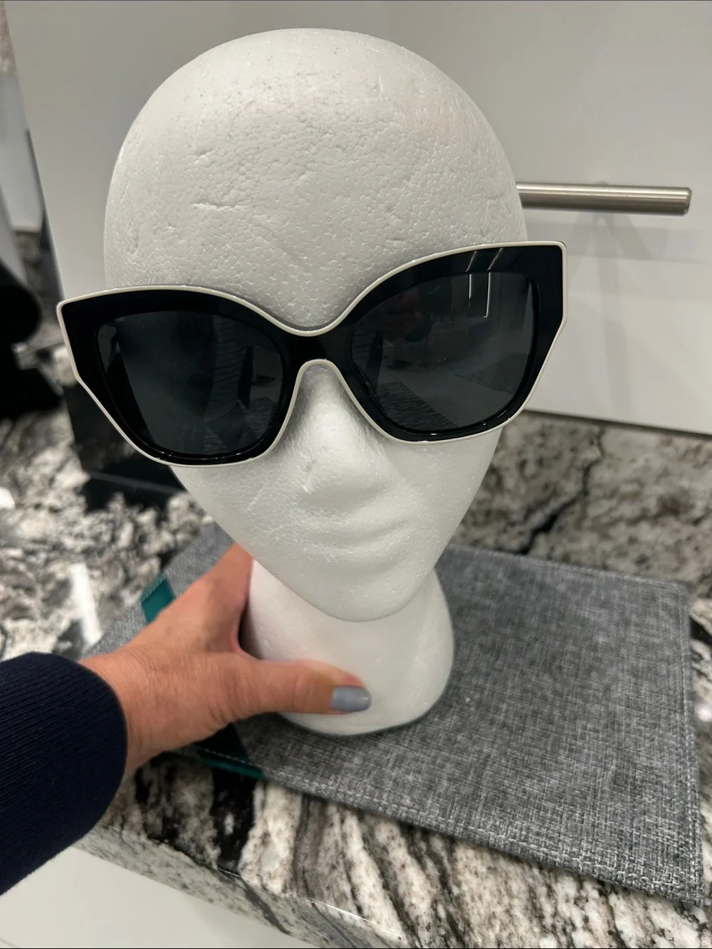 Tory Burch Black Cat-Eye Sunglasses with White Trim